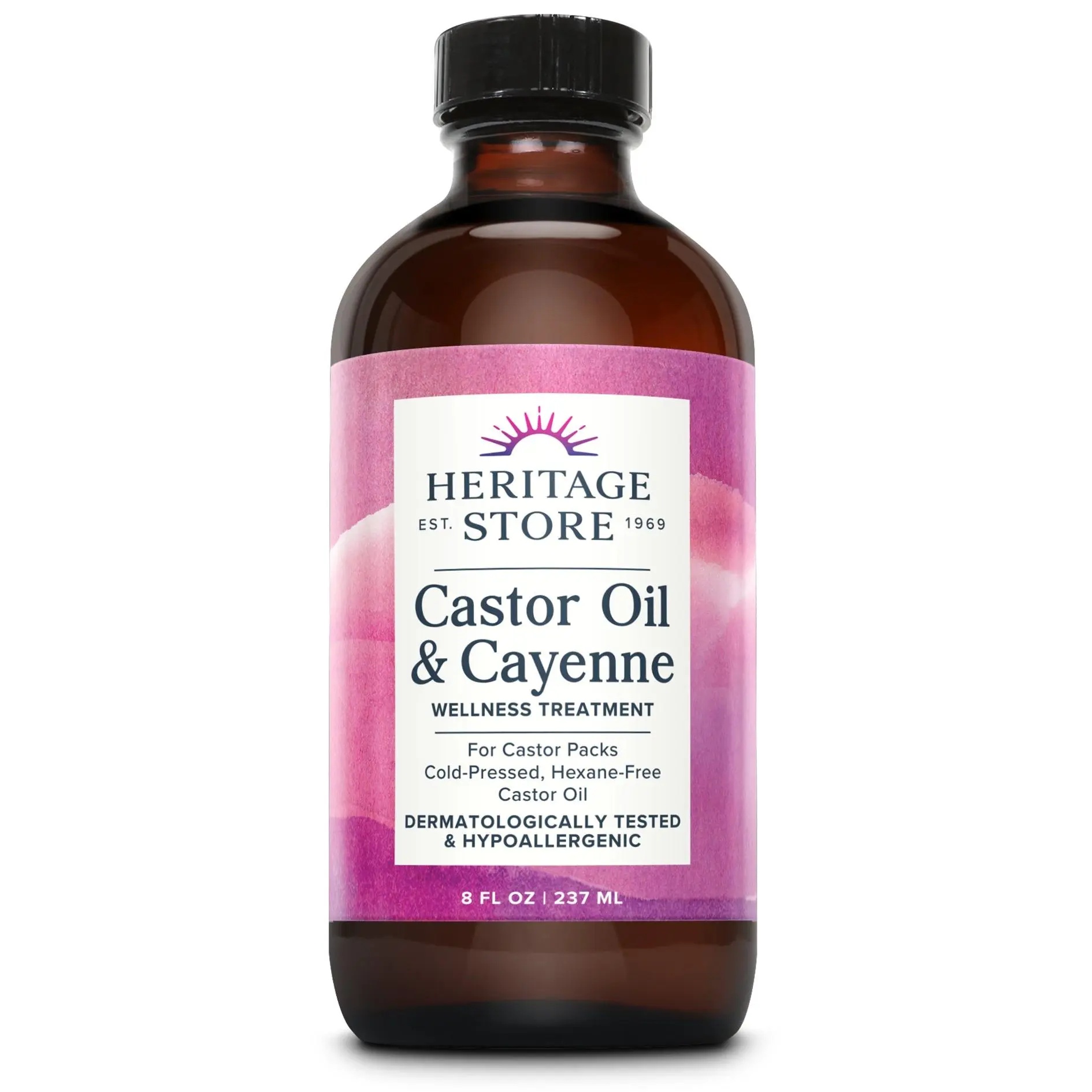 HERITAGE STORE Organic Castor Oil with Cayenne Pepper, A Nourishing & Therapeutic Body Oil for Moisturizing and Wellness, Nourishing Body Oil