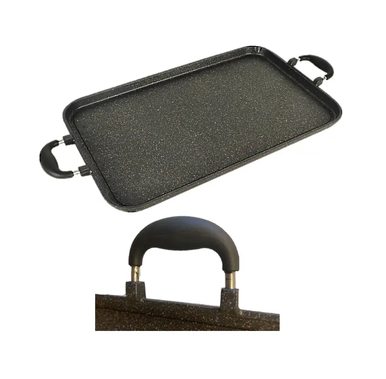 NEWARE Cast THICK Aluminum Marble Double Griddle 19"x11.5" NOT for ELECTRIC stoves /COMAL doble GRUESO de mármol con aluminio fundido NO apto para estufas ELECTRICAS