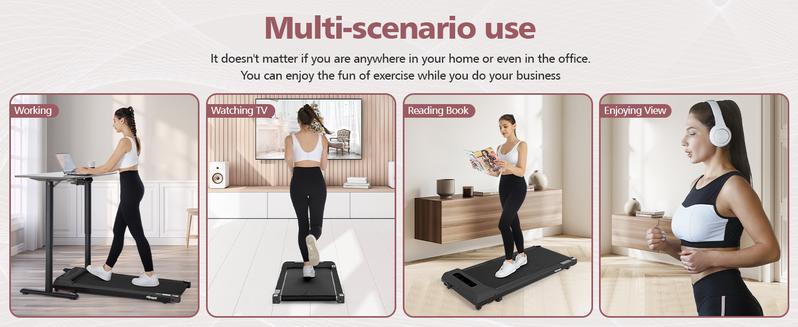 Walking Pad Treadmill, Remote Controlled Under Desk Treadmill Quiet with LED Display, Installation-Free for Home Office
