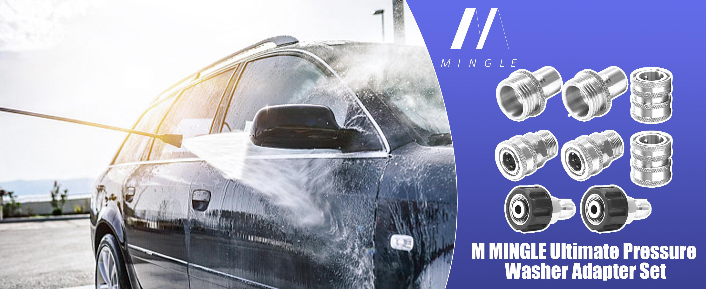 M MINGLE Ultimate Pressure Washer Adapter Set, Stainless Steel Universal Fittings, M22 Swivel to 3/8 Inch Quick Connect, 3/4 Inch to Quick Release, 8-Pack, ChristmasGift