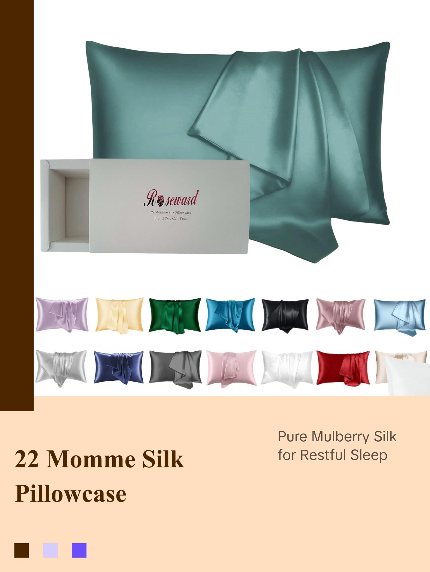 22 Momme 100% Pure Mulberry Silk Pillowcase, OEKO-TEX Certified, Hypoallergenic, Anti-Aging, Machine Washable, 1 Pack 22 Momme 100% Pure Mulberry Silk Pillowcase, OEKO-TEX Certified, Hypoallergenic, Anti-Aging, Machine Washable, 1 Pack