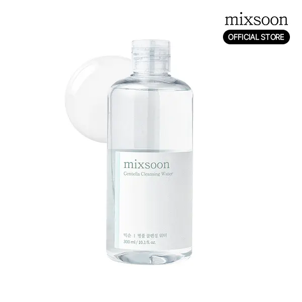 [mixsoon Official] Centella Cleansing Water - 10.14 fl.oz/300ml Hypoallergenic Mild Makeup Remover, Korean Skin Care Self Care, Liquid Cleanser