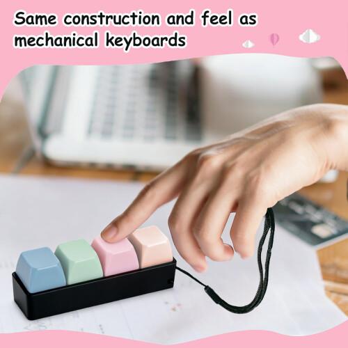 4 Keyboard Fidget Toy, 4-in-1 Keyboard Button Clicker Keychain Office Fidget Toys for Desk, Decompression Clicker Keyboard Fidget for Adults Stress Relief Pass Time