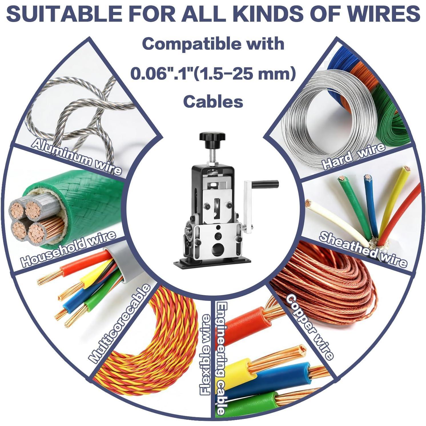 Manual Wire Stripping Machine Gauge Wire 0.06-1 inches,Scrapping Copper Wire Peeler Machine,Drill Powered Hand Crank Wire Stripper Tool for Scrap Copper Recycling