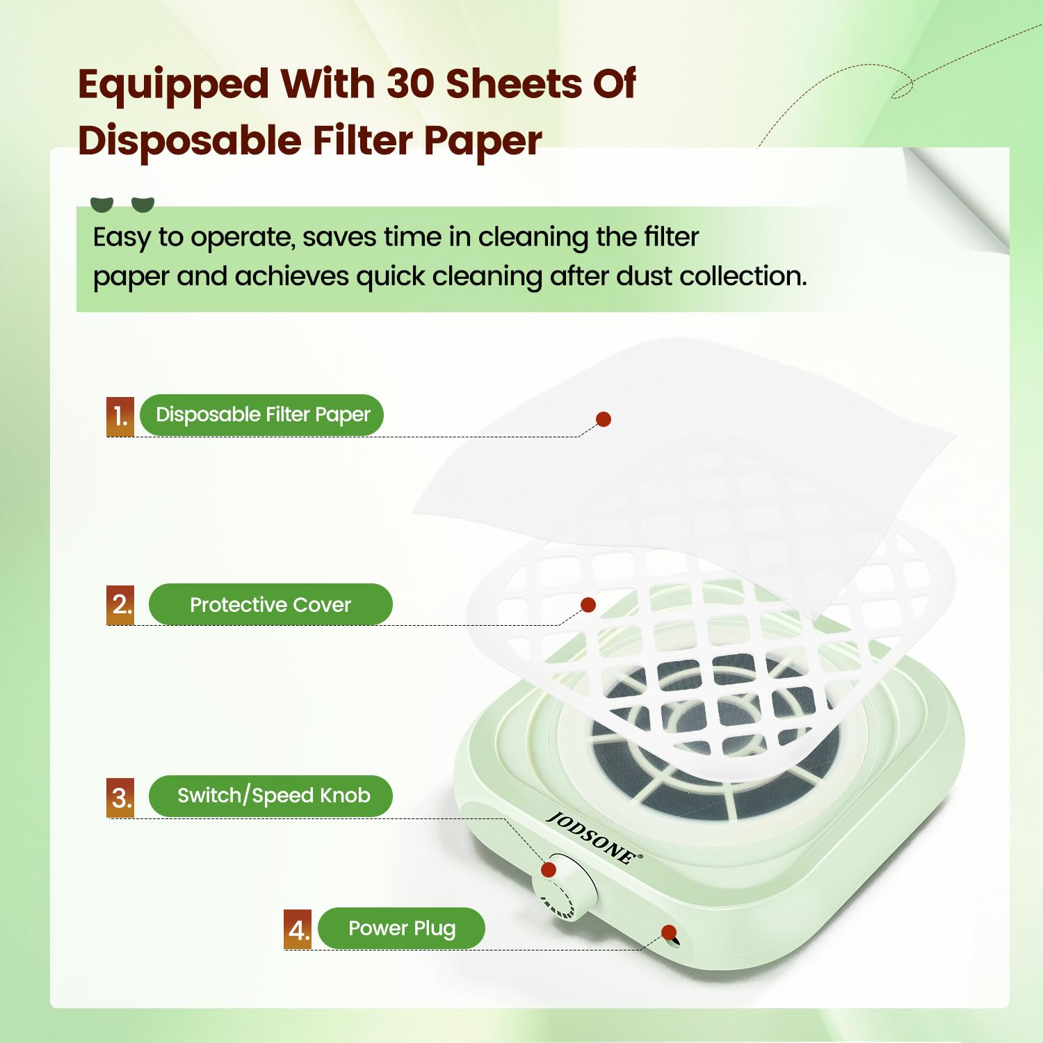 JODSONE Low Noise Nail Dust Collector 6000RPM, Powerful Suction, Portable with 30 Filters | Nail Salon Essential JODSONE Low Noise Nail Dust Collector 6000RPM, Powerful Suction, Portable with 30 Filters | Nail Salon Essential