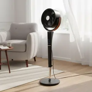 Fan for Bedroom, 120° Oscillating Standing Fans, Quiet Floor Fan with DC Motor, 100ft Pedestal Fans for Room, 16 Speeds, 4 modes, 30dB,, 37-45" Adjustable Height, 12H Timer，With ambient lighting