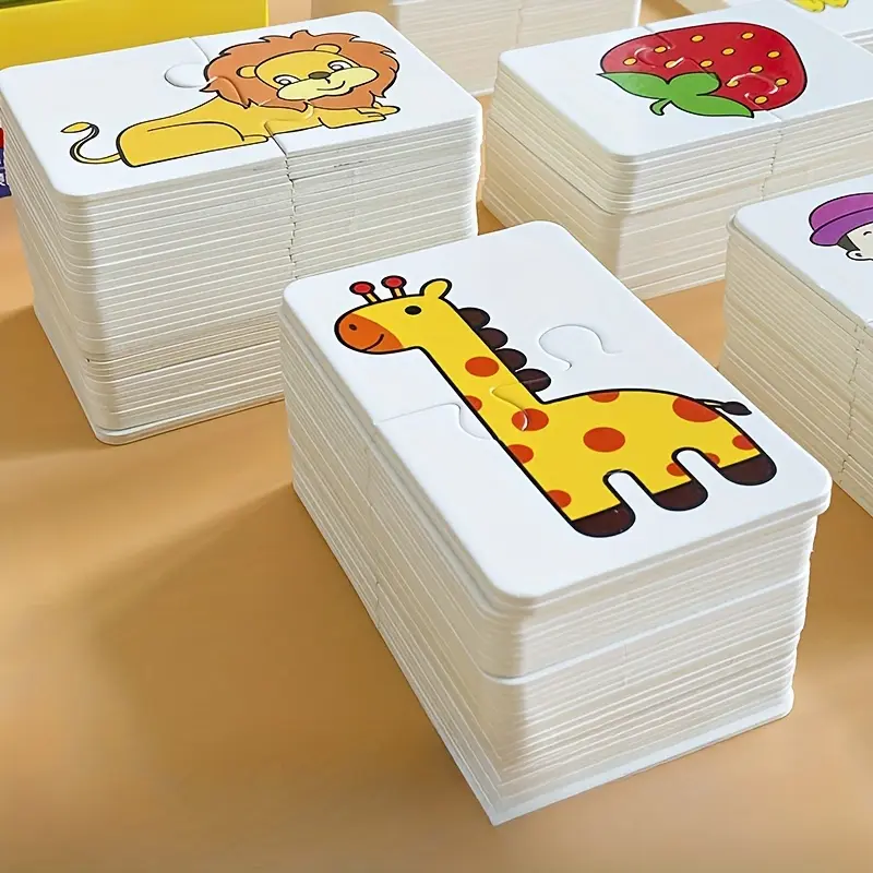 African Animal and Fruit Matching Puzzle Flashcards, Vocabulary Flashcards, Educational Early Development Toy, Preschool Learning Tool, Simple Puzzle Cards, Pairing Preschool Game for Kids 3-8 Years