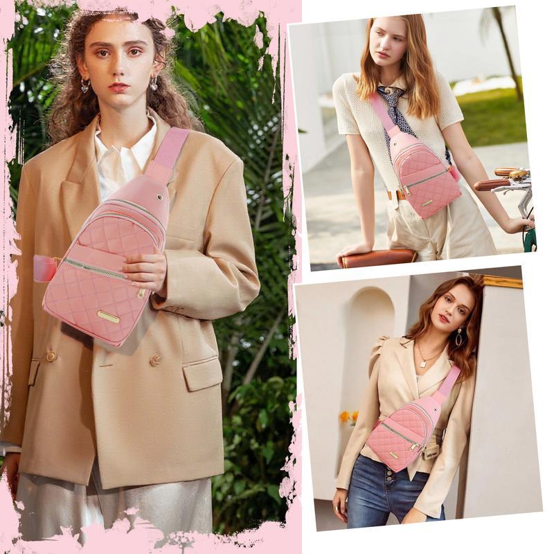 Solid Color Quilted Fanny Pack - Casual Zipper Chest Belt Bum Bag, Adjustable Sling Bag for Daily Use, Lightweight & Waterproof,Fashionable Large Capacity Sling Bag