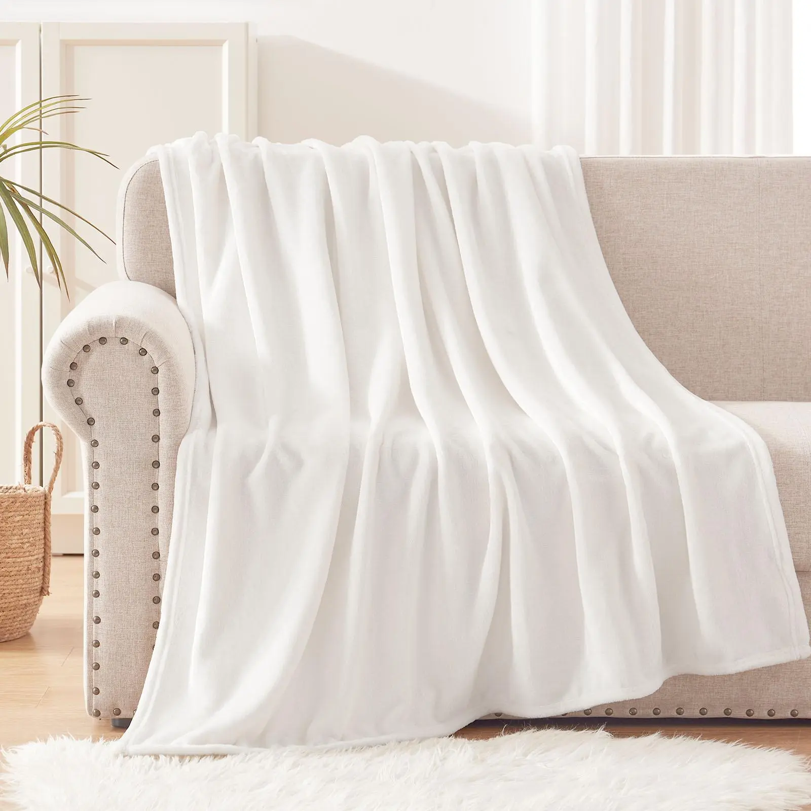 【Back to School】Exclusivo Mezcla Fleece Fluffy Blanket - King/Queen/Twin Size Plush, Super Warm, Lightweight Drape, Breathable Flannel, All-Season Indoor Outdoor Bedding Throw, King Size Blankets, Antistatic Finish, Brushed Polyester