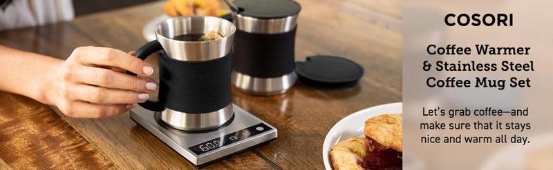 COSORI Mug & Coffee Warmer, Beverage Heater with Pressure Sensor, Auto Shut-Off, Digital Temp Control (77-194℉), Home/Office, Silver COSORI Mug & Coffee Warmer, Beverage Heater with Pressure Sensor, Auto Shut-Off, Digital Temp Control (77-194℉), Home/Office, Silver