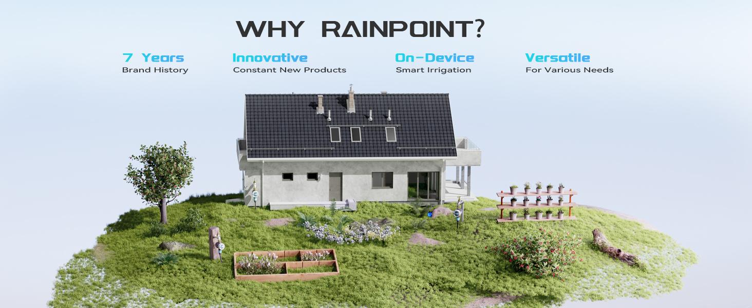 RainPoint WiFi Water Timer V2 2025 Release Brass Inlet Smart Hose Faucet Timer Automatic Irrigation System Controller with APP Control via 2.4Ghz WiFi and Bluetooth