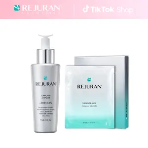 REJURAN Turnover Ampoule 1.01 fl oz & Turnover Mask 5-Pack - c-PDRN - Anti-Aging Face Serum Firmness, Radiance - Skin Repair, Firming Deeply Nourishing Ultra Microfiber Sheet Mask