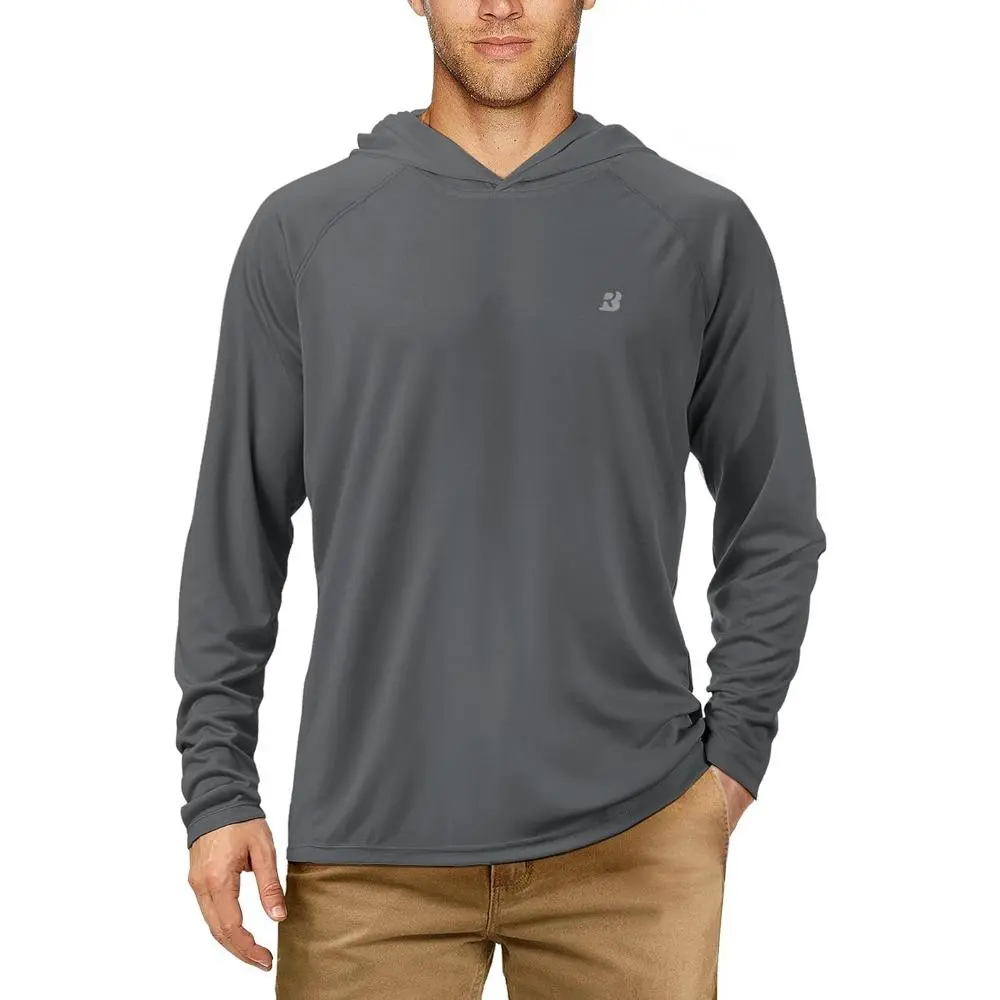 Men's UPF 50+ Long Sleeve UV Sun Protection Hoodie Fishing Shirt - Ultralight Fabric, Ergonomic Flat-Lock Seam Sun Clothing for Hiking, Workout Activities, Climbing, Traveling, Uv‑Safe Fishing