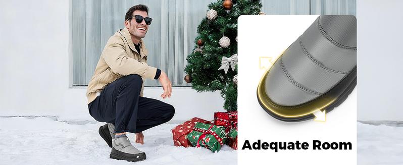 FitVille Mens Winter Boots Wide Width Water Resistant Snow Boots for Men Lightweight Warm Fur Lined