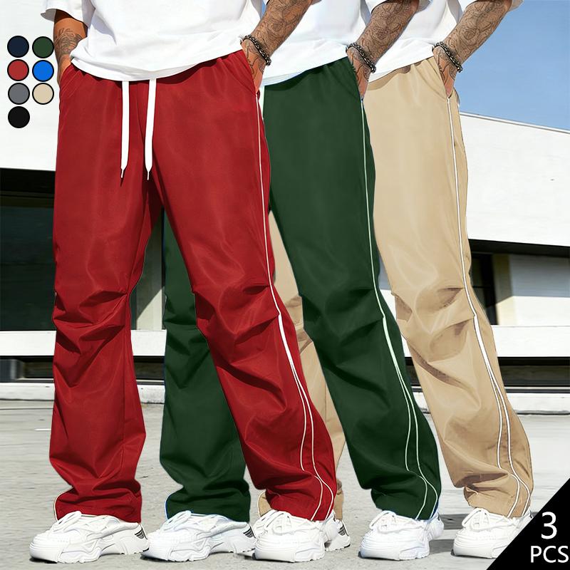 Men’s fashion loose pants with side stripes, comfortable breathable casual jogger sweatpants for all seasons, suitable for outdoor activities and sporty looks—an ideal gift for a husband, son, or boyfriend