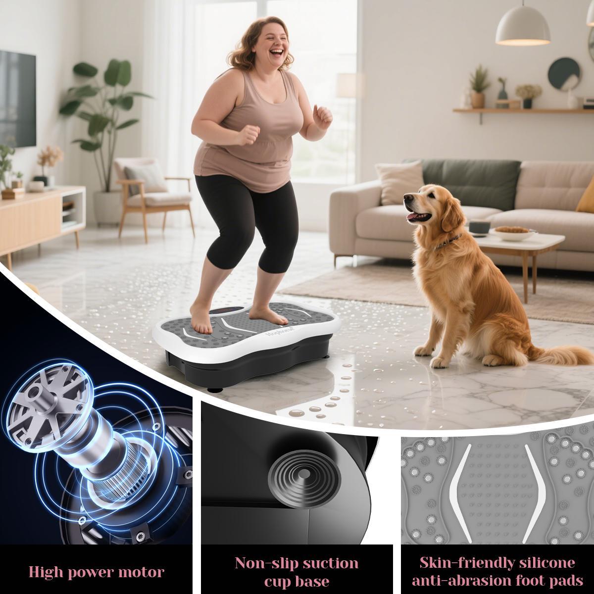 HopHorse Vibration Plate Exercise Machine 150 Speed Oscillating Platform 300 lbs Capacity Whole Body Workout for Men Women Home Gym with Remote & LED Display