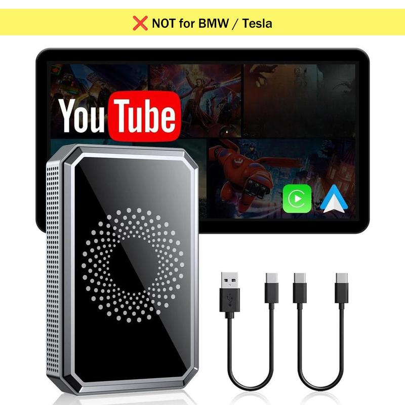 CarPlay AI Box for Netflix YouTube TikTok, Wireless CarPlay & Android Auto Adapter, 3-in-1 Magic Video Streaming Box, Convert Wired to Wireless, Plug & Play Dongle