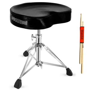5 CORE Drum Throne 4" Padded Saddle Seat 27" Swivel Adjustable Guitar Stool Heavy Duty 441lbs Capacity Seat for Adults & Kid Black