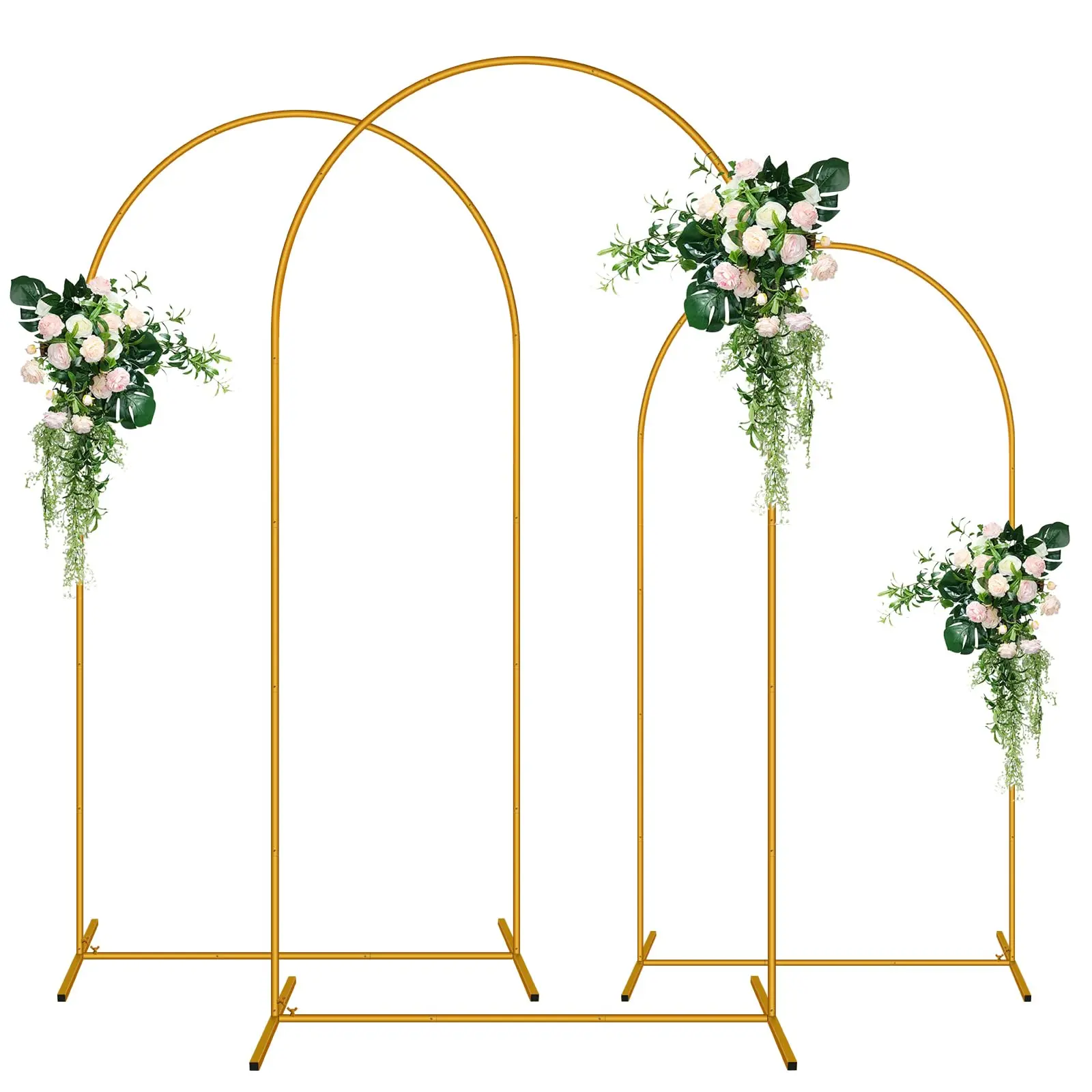 Wedding Arched Background Bracket 3pcs Set 7.2FT And 6.6FT And 6FT, Metal Arched Background Bracket, Outdoor And Indoor Birthday Party, Garden Flower Balloon Decoration, Christmas And Halloween Decoration