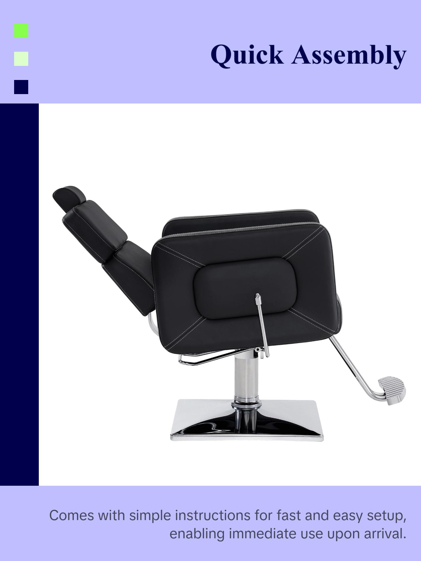 BarberPub Barber Chair, Reclining Hydraulic Salon Chair for Barbershop 2065