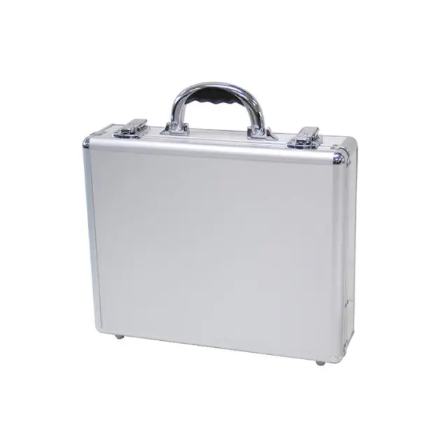 212 MAIN Men's Aluminum Briefcase (CLS-15 S) - Silver Brushed Finish, 2 Latches, Key Locks, Removable File, Smooth Panels, Metal Packaging, 4x12x15 in., Two Latches