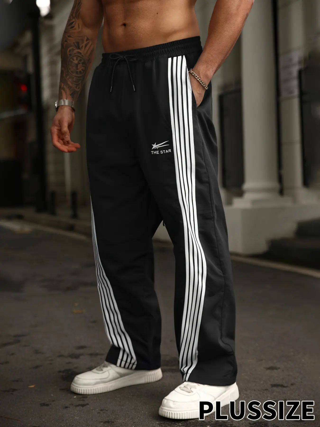Men's Oversized Sporty Long Pants, Runner Pants, Casual Drawstring Waist Woven Fabric, Comfortable All-Season Running & Cycling Joggers, Workout Casual Baggy, Sports Jogging Pants
