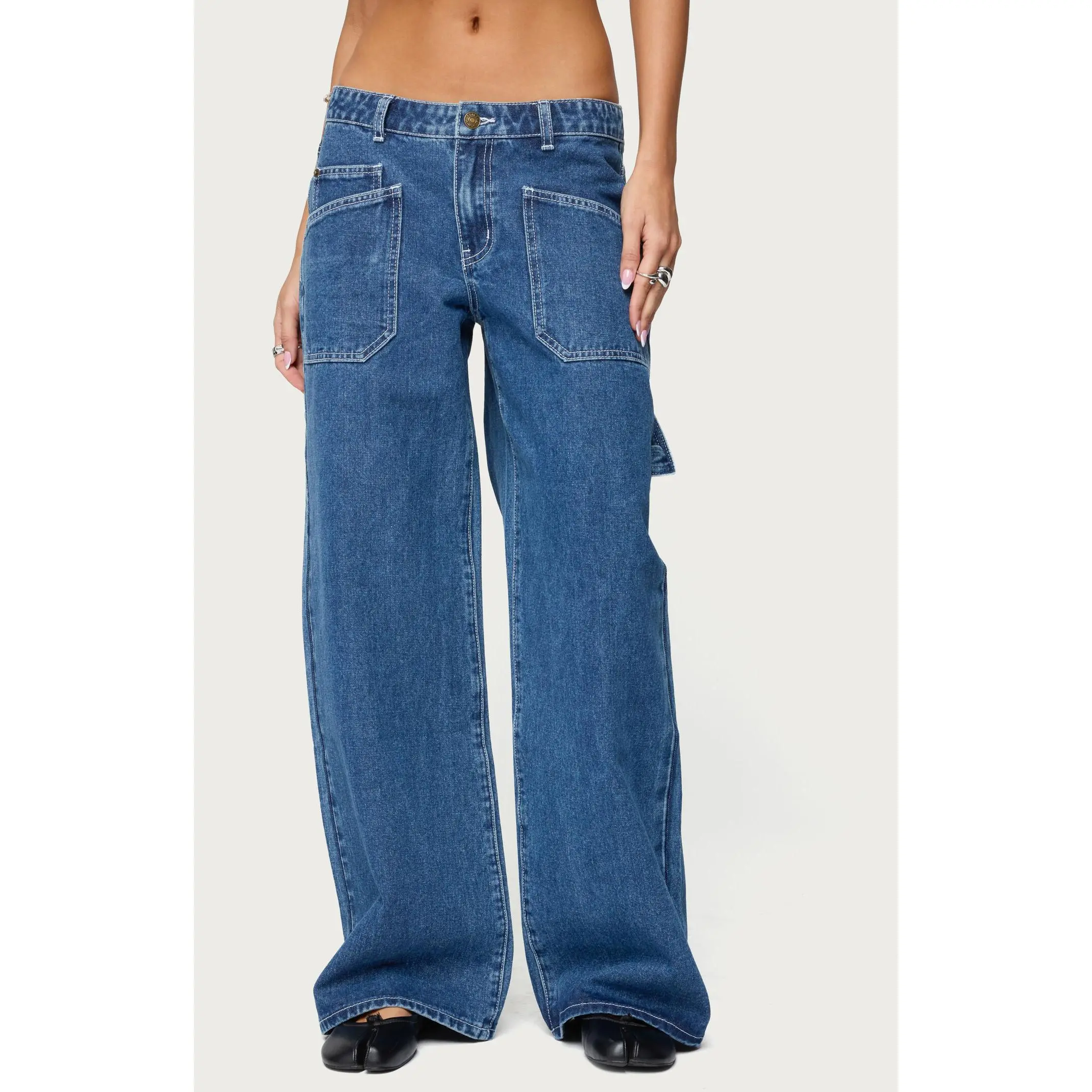 Edikted Women's Connie Low Rise Baggy Carpenter Jeans