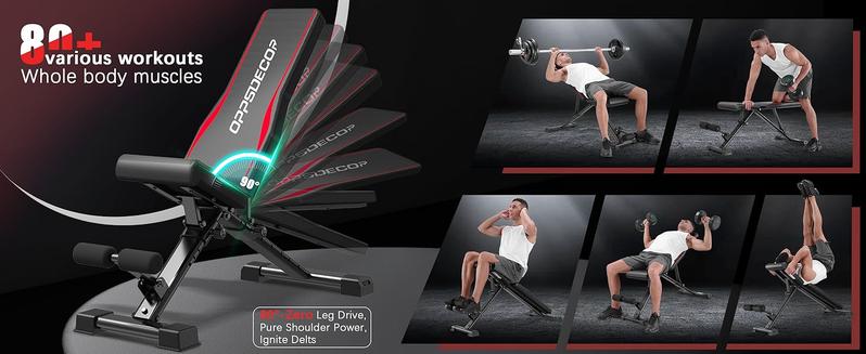 【TikTokShopBlackFriday】OPPSDECOR 900LBS Adjustable Weight Bench for Full Body Workout,Incline Decline Flat Utility Workout Bench with Quick Folding& Fast Adjustment,Perfect Gift for Day, Father's Day, Christmas