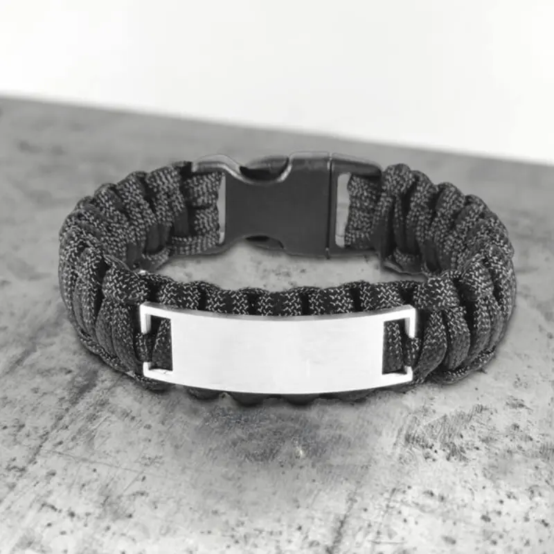 GTHIC Minimalist Paracord Braided Bracelet Stainless Steel Band for Men Daily Wear Fashion Accessories