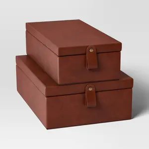 Faux Leather Storage Box Set - Threshold