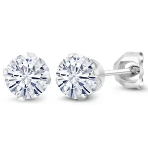 925 Sterling Silver Gemstone Birthstone Stud Earrings for Women & Men | Classic Round Cut 5MM Solitaire Stones | Elegant Everyday Jewelry Gift for Her or Him