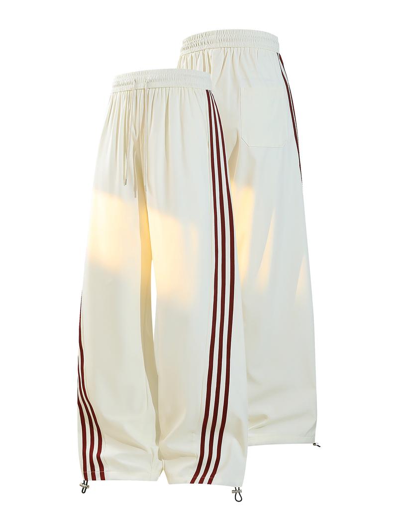 CCCMAI Men's color-block side stripe sports pants, all-season men's casual fashion trendy straight-leg pants with drawstring waistband, classic menswear sweatpants, loose casual pants, stylish activewear for men. Striped