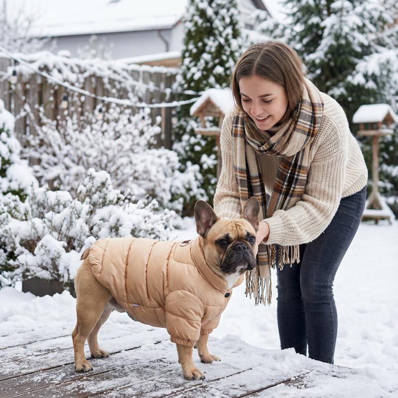 Frenchie Quilted Puffer Winter Jacket – Lightweight Water-Resistant Coat Designed for French Bulldogs