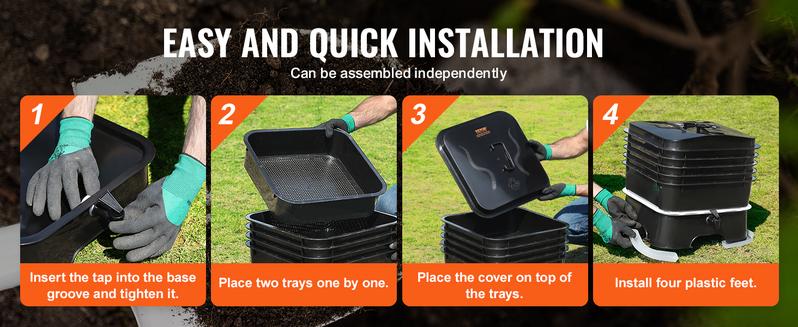 VEVOR 5-Tray Worm Composter, TikTokShopBlackFriday, 50 L Worm Compost Bin Outdoor and Indoor, Sustainable Design Worm Farm Kit, for Recycling Food Waste, Worm Castings, Worm Tea, Vermiculture and Vermicomposting