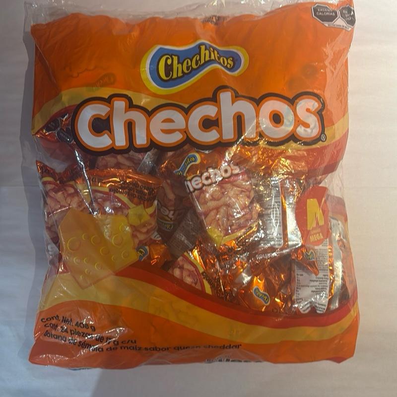 Chechitos Botaneros . Individual bags. Each bag comes with 24 individual bags. Choose from Chechos Cheddar flavor and Kikys Hot Chili.