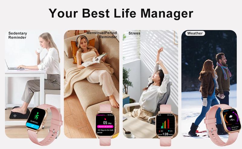 WSQ Smart Watches for Women & Men IP68 2.04 HD Touch Screen Fitness Tracker with ChatGPT AI Voice 3 Bands Step Counter Heart Rate Sleep Monitor Bluetooth GPS Wi-Fi Compatible Android iOS Multifunction Wearable Black