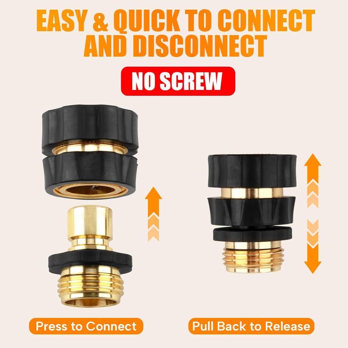 VAYWET Quick Connect Hose Fittings for Garden Hose Quick Connector with Gasket 6 Set / 4 sets , 3/4 Inch GHT Male and Female Attachment Quick Release No-Leak Water Water Hose Adapter With 6 Rubber Washers