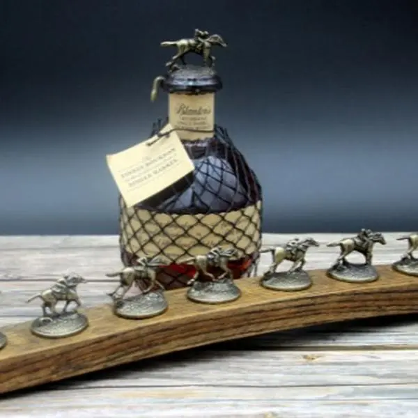 Blanton's Bourbon Stopper Display - Rustic Refined Horse-Themed Durable Dark Walnut Wooden Holder with Steel Accents, Certificate of Authenticity, Handcrafted in USA, Ideal Gift for Collectors