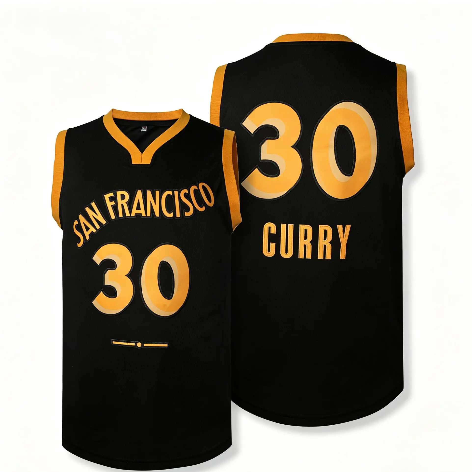 Men's #30 Black Basketball Jersey - Breathable Polyester, Sleeveless V-Neck, Stitched Lettering, Loose Fit Workout Top for Summer Casual Outings, Sports, #30 Number