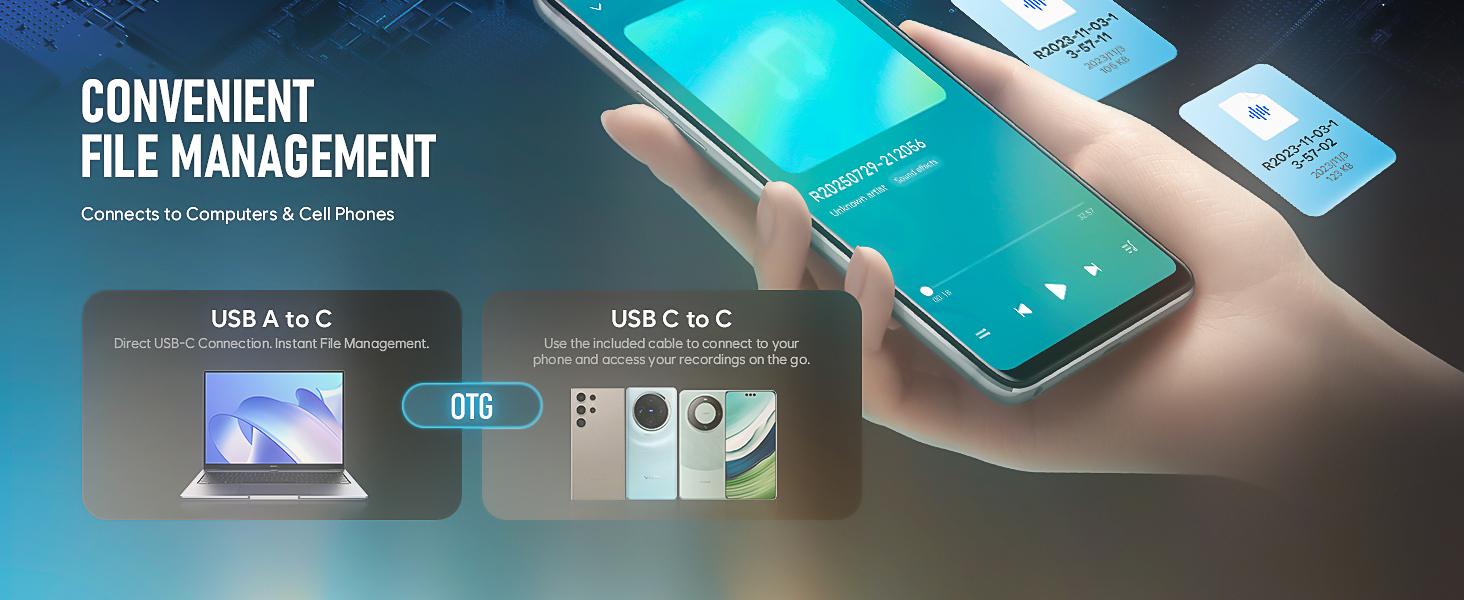 Magnetic Voice Recorder-One-Touch Recording,HD Noise Reduction,Long Battery,Large Storage,Include OTG adapter,Slim and lightweight