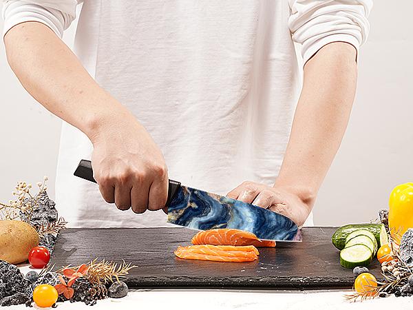 Astercook 6 Pcs Stratigraphic Series Kitchen Knife Set, German High Carbon Stainless Steel Dishwasher Safe Blade Block,  Kitchen Knives Cutting