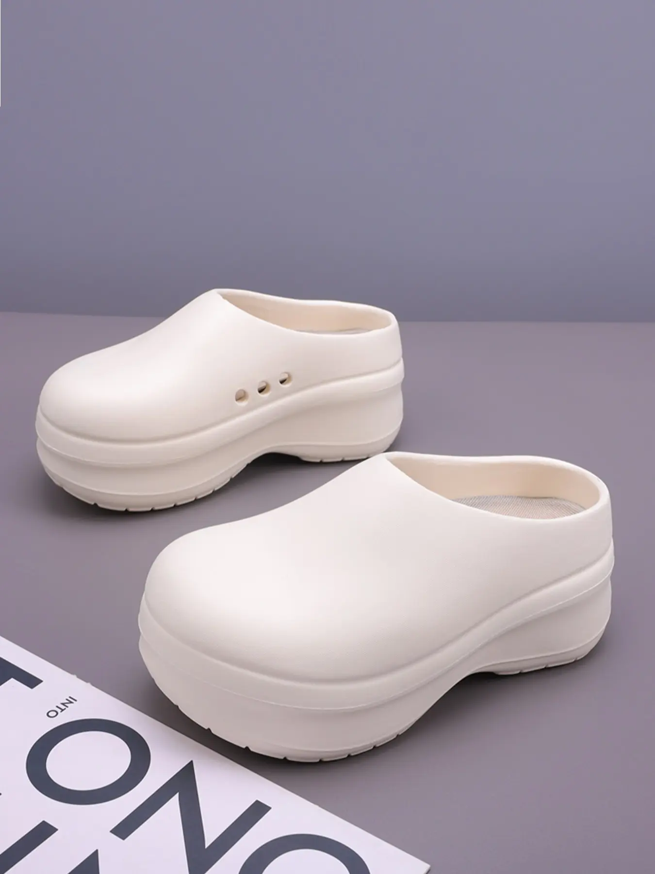 Women's EVA Chef Shoes, Non-Slip Waterproof Closed-Toe Work Shoes, Comfortable Sponge Insole, Kitchen Work Clogs