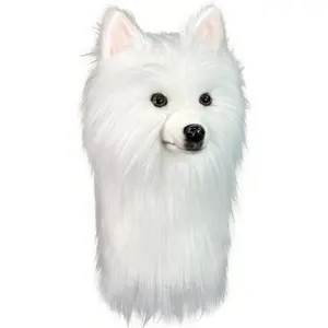 White Pomeranian Dog Golf Club Head Covers, Animal Headcovers for Drivers & Woods, Golf Gifts for Men Women Dog Lovers
