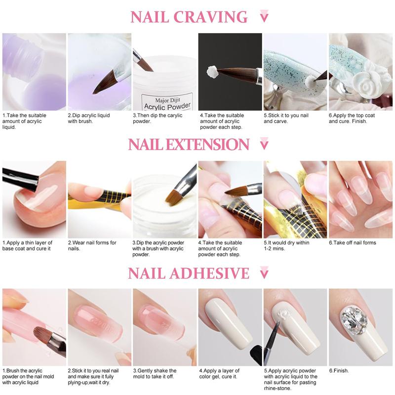 Valentine's Day Acrylic Nail Kit with Drill Set for Beginners with Everything 12 Color Acrylic Powder Nail Decoration Tools Home Salon