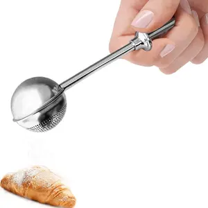 18/8 Stainless Steel Flour Duster with Spring-Operated Handle – Powdered Sugar & Spice Shaker