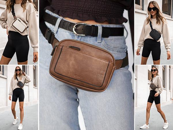 CLUCI TikTokShopSpringGlowUp Belt Bag for Women, Mini Everywhere Crossbody Waist Bag Adjustable Strap, Vegan Leather Women's Fanny Pack Bum Bag Gift