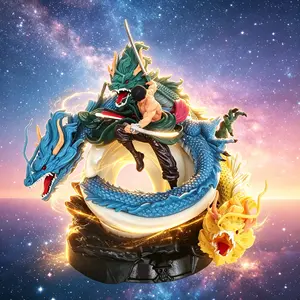 Anime Warrior With Three Dragon Figurine Collectible Statue Decor Model Ornament Gift For Fans.