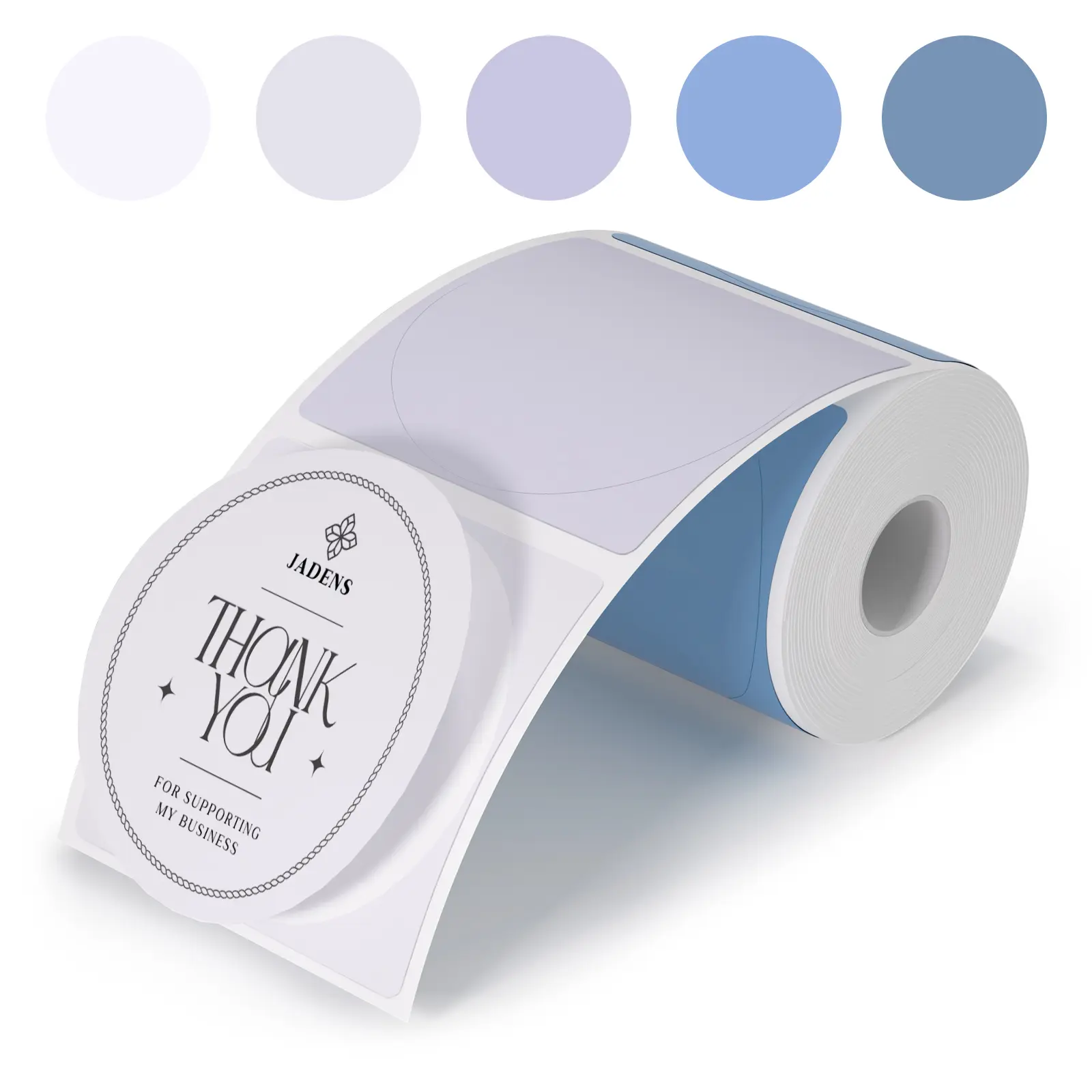 JADENS 2-Inch Round Circle Label Stickers, High Clarity Removable Easy Peel Off Self-Adhesive Thermal Printing Labels for Business Use, 400 Sheets per Roll, Removable Labels Easy Peel Off