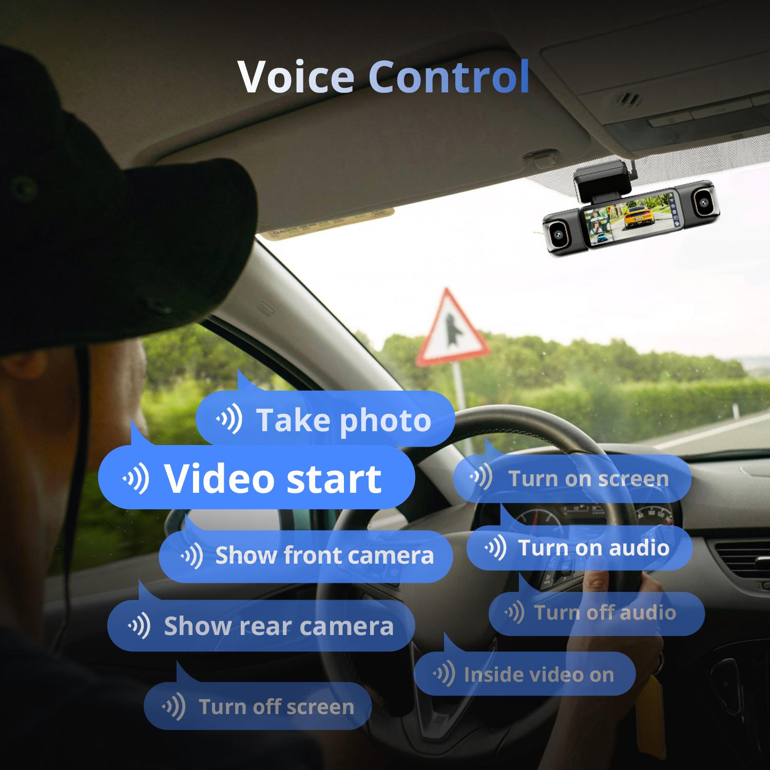 Botslab 3K 4 Channel Dash Cam with 3.18” Touch Screen, 24/7 Parking Mode, Built-in GPS, 5.8G WiFi, Night Vision, Voice Control, 128GB Card, Rear Camera Monitor