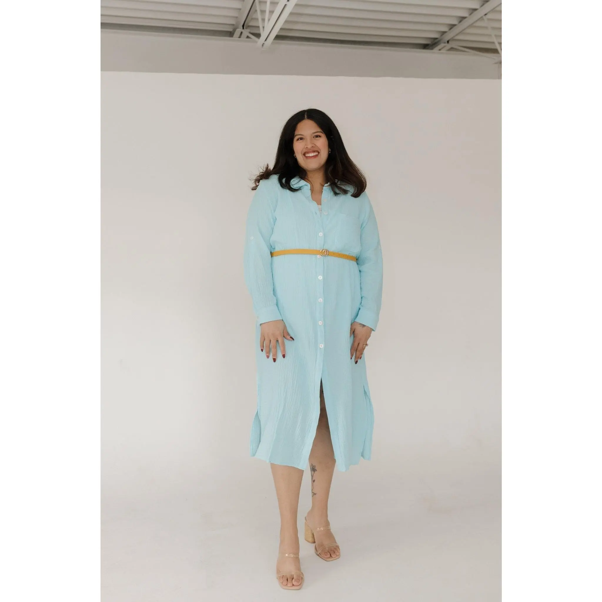 Women's 100% Cotton Duster Shirt Jacket, Lightweight Button-Down Top with Belt, Comfortable Relaxed Fit for Layering, Tops